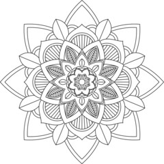 Easy Mandala coloring book simple and basic for beginners, seniors and children. Set of Mehndi flower pattern for Henna drawing and tattoo. Decoration in ethnic oriental, Indian style.