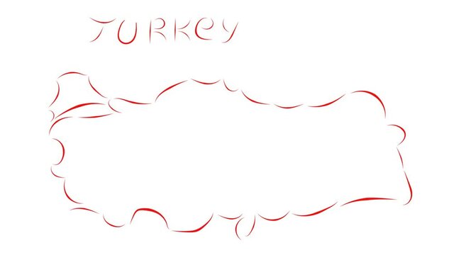 Turkey outline map of the country made by the strokes of the brush video