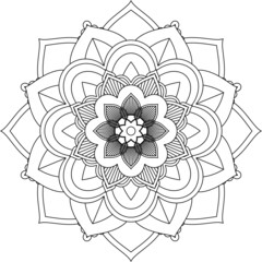 Easy Mandala coloring book simple and basic for beginners, seniors and children. Set of Mehndi flower pattern for Henna drawing and tattoo. Decoration in ethnic oriental, Indian style.