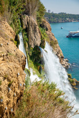 Beautiful view of Duden waterfall in Antalya, Turkey