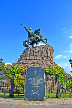 Bohdan Khmelnytsky hetman Monument on July 28, 2013 in Kiev, Ukraine. It was open in 1888.