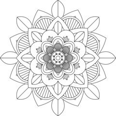 Easy Mandala coloring book simple and basic for beginners, seniors and children. Set of Mehndi flower pattern for Henna drawing and tattoo. Decoration in ethnic oriental, Indian style.