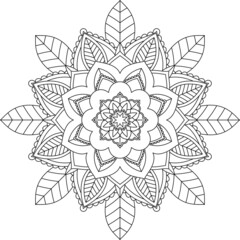 Easy Mandala coloring book simple and basic for beginners, seniors and children. Set of Mehndi flower pattern for Henna drawing and tattoo. Decoration in ethnic oriental, Indian style.