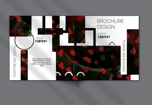 Brochure Cover Layout Set with Geometric Shapes and Abstract Bright Rectangles on White