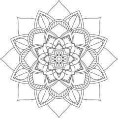 Easy Mandala coloring book simple and basic for beginners, seniors and children. Set of Mehndi flower pattern for Henna drawing and tattoo. Decoration in ethnic oriental, Indian style.