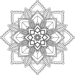 Easy Mandala coloring book simple and basic for beginners, seniors and children. Set of Mehndi flower pattern for Henna drawing and tattoo. Decoration in ethnic oriental, Indian style.