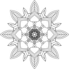 Easy Mandala coloring book simple and basic for beginners, seniors and children. Set of Mehndi flower pattern for Henna drawing and tattoo. Decoration in ethnic oriental, Indian style.