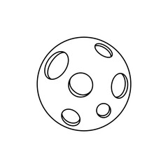 Vector line art Moon. Isolated magic Moon. Black contour of the full Moon on the white background. Coloring cartoon illustration.