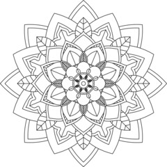 Easy Mandala coloring book simple and basic for beginners, seniors and children. Set of Mehndi flower pattern for Henna drawing and tattoo. Decoration in ethnic oriental, Indian style.