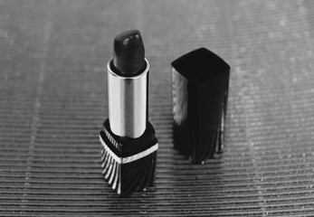 Black and white photo of lipstick