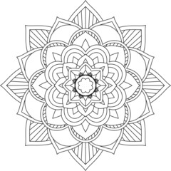 Easy Mandala coloring book simple and basic for beginners, seniors and children. Set of Mehndi flower pattern for Henna drawing and tattoo. Decoration in ethnic oriental, Indian style.