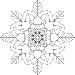 Easy Mandala coloring book simple and basic for beginners, seniors and children. Set of Mehndi flower pattern for Henna drawing and tattoo. Decoration in ethnic oriental, Indian style.