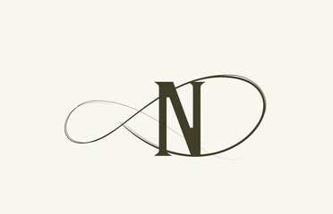 monogram elegant vintage N alphabet letter logo icon. green creative design for company and business