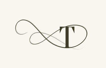 monogram elegant vintage T alphabet letter logo icon. green creative design for company and business