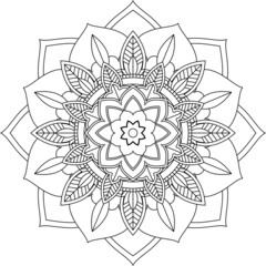Easy Mandala coloring book simple and basic for beginners, seniors and children. Set of Mehndi flower pattern for Henna drawing and tattoo. Decoration in ethnic oriental, Indian style.