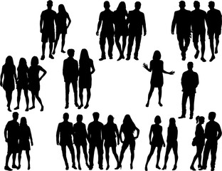 Group of people. Crowd of people silhouettes.