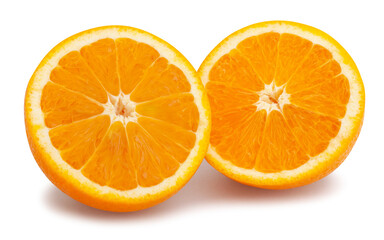 sliced orange fruit path isolated on white