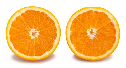 sliced orange fruit path isolated on white