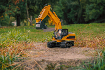 excavator in a field