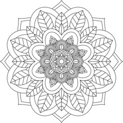 Easy Mandala coloring book simple and basic for beginners, seniors and children. Set of Mehndi flower pattern for Henna drawing and tattoo. Decoration in ethnic oriental, Indian style.