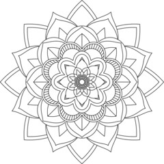 Easy Mandala coloring book simple and basic for beginners, seniors and children. Set of Mehndi flower pattern for Henna drawing and tattoo. Decoration in ethnic oriental, Indian style.