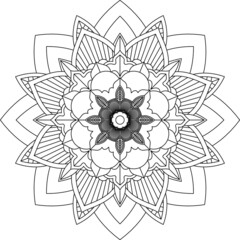 Easy Mandala coloring book simple and basic for beginners, seniors and children. Set of Mehndi flower pattern for Henna drawing and tattoo. Decoration in ethnic oriental, Indian style.