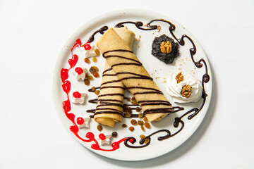 pancakes with chocolate sauce