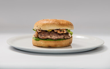 hamburger on a plate