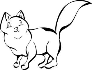 Cute, funny cat outline vector isolated design elements on white background. Concept for logo, print, cards 