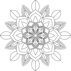 Easy Mandala coloring book simple and basic for beginners, seniors and children. Set of Mehndi flower pattern for Henna drawing and tattoo. Decoration in ethnic oriental, Indian style.
