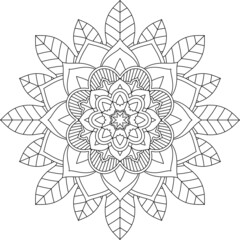 Easy Mandala coloring book simple and basic for beginners, seniors and children. Set of Mehndi flower pattern for Henna drawing and tattoo. Decoration in ethnic oriental, Indian style.