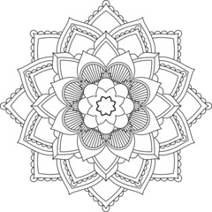 Easy Mandala coloring book simple and basic for beginners, seniors and children. Set of Mehndi flower pattern for Henna drawing and tattoo. Decoration in ethnic oriental, Indian style.