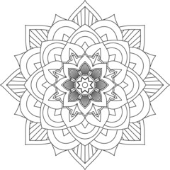 Easy Mandala coloring book simple and basic for beginners, seniors and children. Set of Mehndi flower pattern for Henna drawing and tattoo. Decoration in ethnic oriental, Indian style.