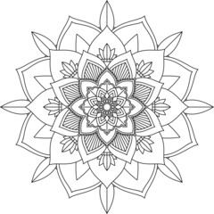Easy Mandala coloring book simple and basic for beginners, seniors and children. Set of Mehndi flower pattern for Henna drawing and tattoo. Decoration in ethnic oriental, Indian style.