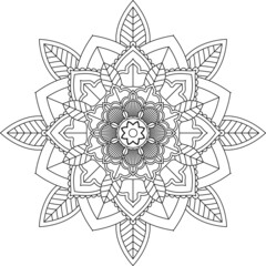 Easy Mandala coloring book simple and basic for beginners, seniors and children. Set of Mehndi flower pattern for Henna drawing and tattoo. Decoration in ethnic oriental, Indian style.