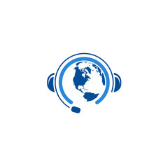 Global communication vector logo template