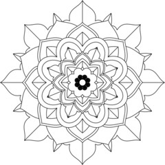 Easy Mandala coloring book simple and basic for beginners, seniors and children. Set of Mehndi flower pattern for Henna drawing and tattoo. Decoration in ethnic oriental, Indian style.