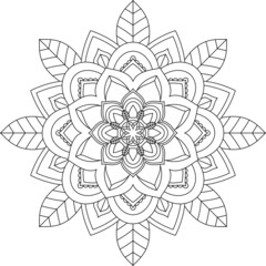 Easy Mandala coloring book simple and basic for beginners, seniors and children. Set of Mehndi flower pattern for Henna drawing and tattoo. Decoration in ethnic oriental, Indian style.