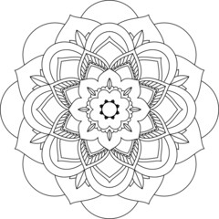 Easy Mandala coloring book simple and basic for beginners, seniors and children. Set of Mehndi flower pattern for Henna drawing and tattoo. Decoration in ethnic oriental, Indian style.