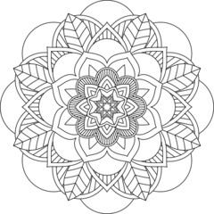 Easy Mandala coloring book simple and basic for beginners, seniors and children. Set of Mehndi flower pattern for Henna drawing and tattoo. Decoration in ethnic oriental, Indian style.