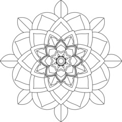 Easy Mandala coloring book simple and basic for beginners, seniors and children. Set of Mehndi flower pattern for Henna drawing and tattoo. Decoration in ethnic oriental, Indian style.
