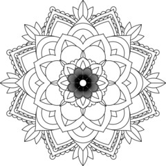 Easy Mandala coloring book simple and basic for beginners, seniors and children. Set of Mehndi flower pattern for Henna drawing and tattoo. Decoration in ethnic oriental, Indian style.