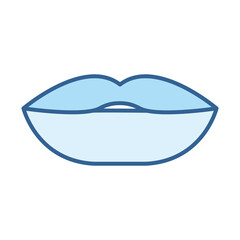 female mouth lips line fill blue icon