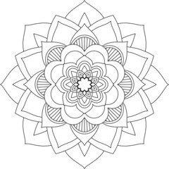 Easy Mandala coloring book simple and basic for beginners, seniors and children. Set of Mehndi flower pattern for Henna drawing and tattoo. Decoration in ethnic oriental, Indian style.