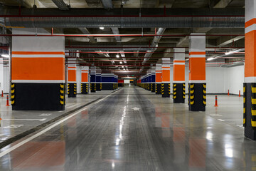 Empty Large Underground Parking Garage