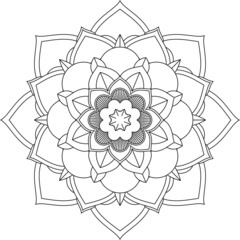 Easy Mandala coloring book simple and basic for beginners, seniors and children. Set of Mehndi flower pattern for Henna drawing and tattoo. Decoration in ethnic oriental, Indian style.