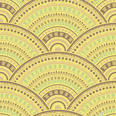 Ethnic circle shapes seamless geometric pattern.