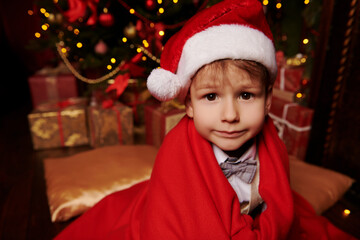 boy in Santa hat