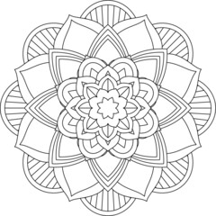 Easy Mandala coloring book simple and basic for beginners, seniors and children. Set of Mehndi flower pattern for Henna drawing and tattoo. Decoration in ethnic oriental, Indian style.