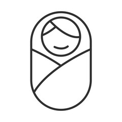 newborn baby wrapped in blanket line icon